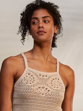 Roxy Malibu Crush Crochet Knit Crop Tank Top Medium NWOT Boho